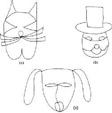 Three line drawings for exercise 2